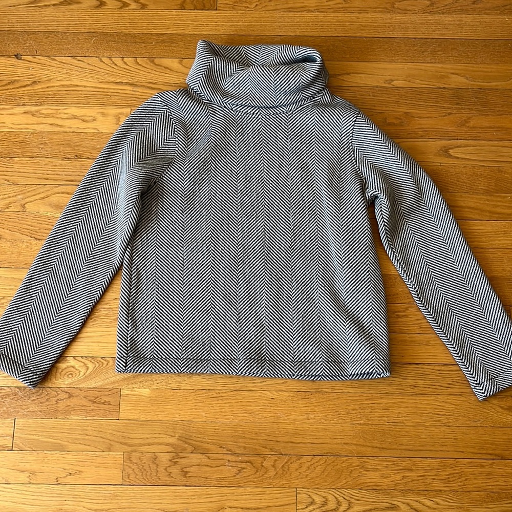 J. Crew Herringbone Funnel Neck Pullover EUC size large